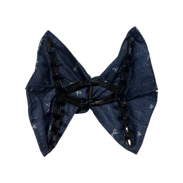 Blue Claw Clip with Stylish Heart Bow