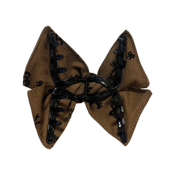 Coffee Claw Clip with Linen Bow