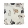DB001-03 White Bunny Drawstring Bag