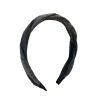 HB002-01 Gray Twisted Headband with Plaid Pattern