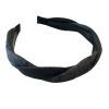 HB002-02 Gray Twisted Headband with Plaid Pattern