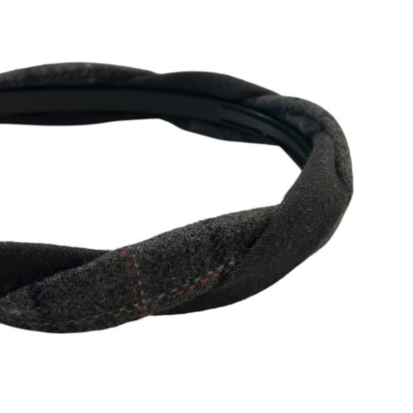 HB002-03 Gray Twisted Headband with Plaid Pattern