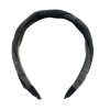 HB002-04 Gray Twisted Headband with Plaid Pattern