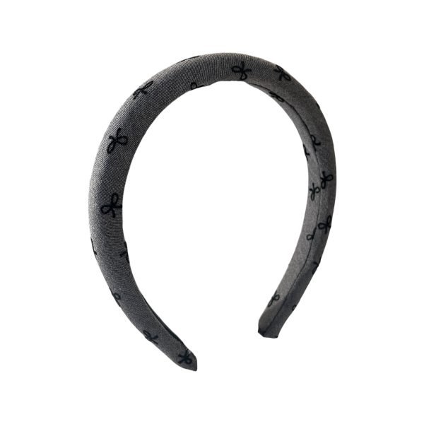 HB003-01 Gray Headband with Bow Pattern