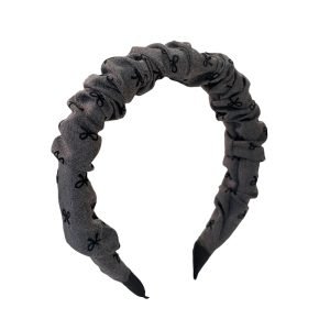 HB005-01 Gray Ruched Headband with Bow pattern