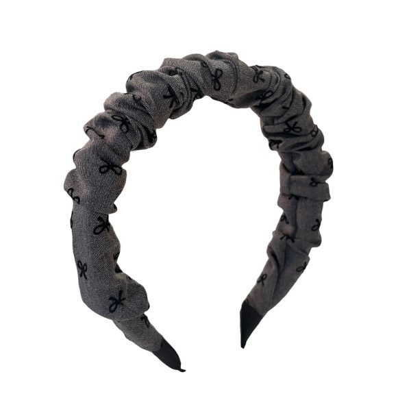 HB005-01 Gray Ruched Headband with Bow pattern