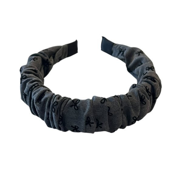 HB005-03 Gray Ruched Headband with Bow pattern