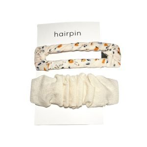 HC001-01 Floral Beige Snap Hair Clip Set