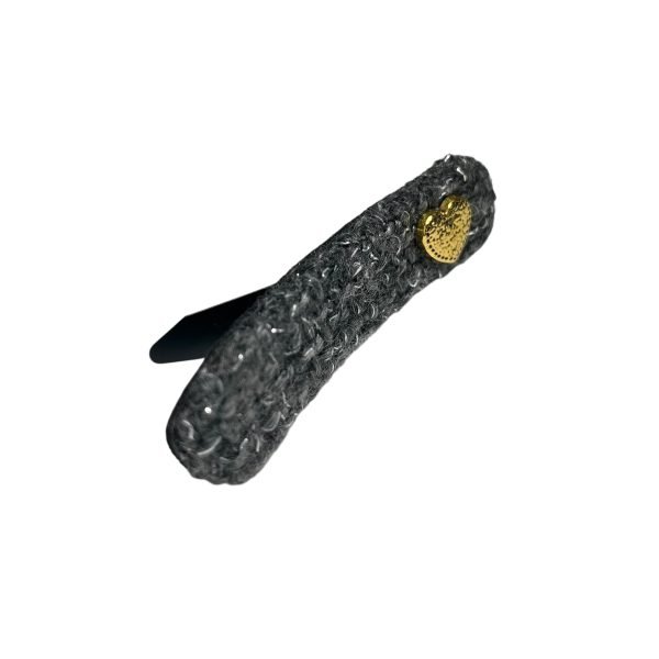 Gray Snap Hair Clip with Golden Heart