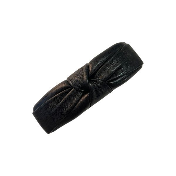 Black Bow Artificial Leather Snap Hair Clip