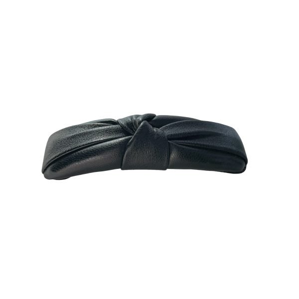 Black Bow Artificial Leather Snap Hair Clip