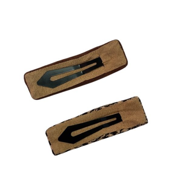 Brown and Plaid with Heart Snap Hair Clip Set