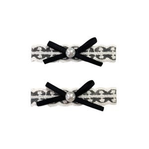 HC010-01 Black & White Lace Hair Clip with Bow