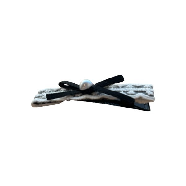 Black & White Lace Hair Clip with Bow