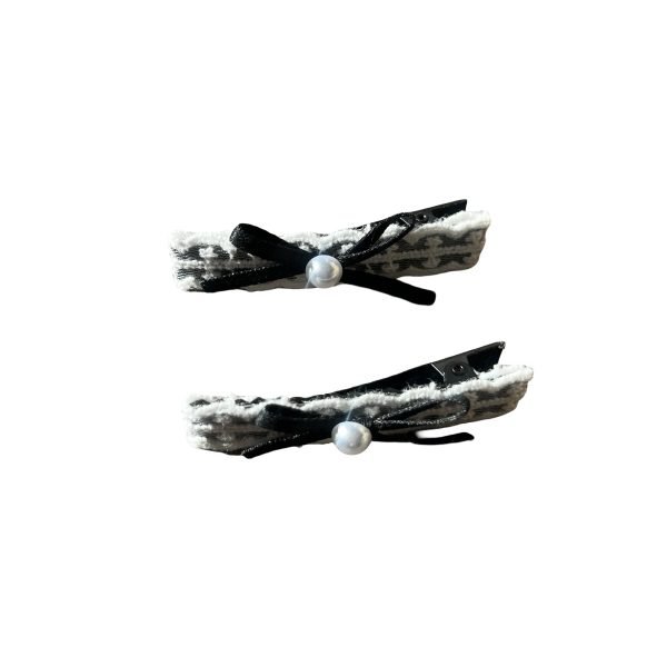 Black & White Lace Hair Clip with Bow