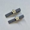 Gray Hair Clip with Milky Floral