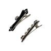 Elegant Black Satin with Rhinestone Hair Clip Set