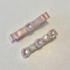Elegant Pink Satin with Rhinestone Hair Clip Set
