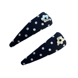 HC014-01 Navy Polka Dot Floral Hair Clip