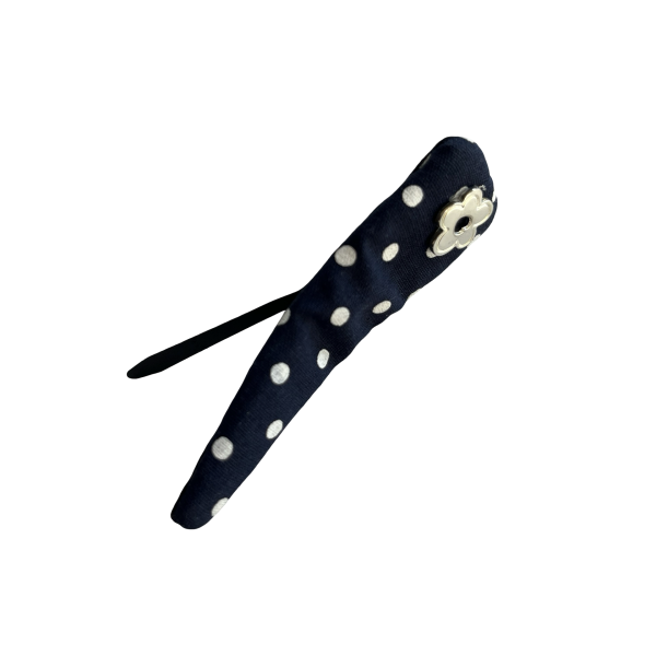 Navy Polka Dot Floral Hair Clip