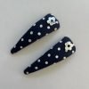 Navy Polka Dot Floral Hair Clip
