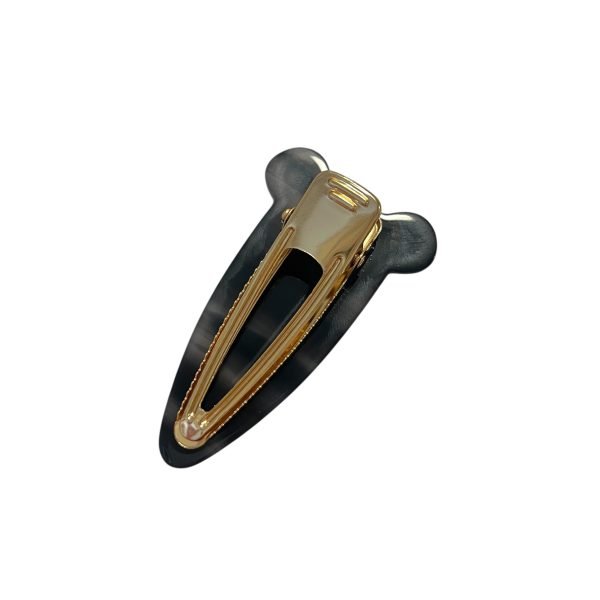 Bear-shaped Black Striped Acetate Hair Clip