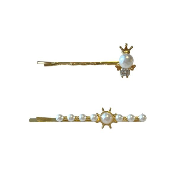 Golden Hair Clip with Pearl