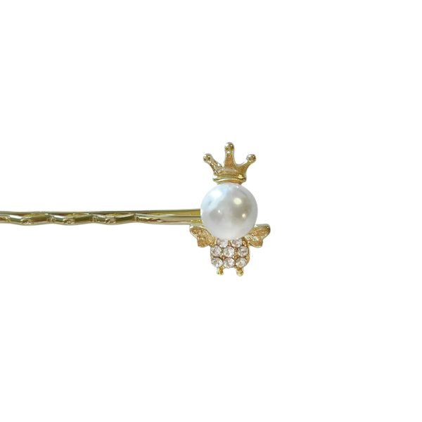 Golden Hair Clip with Pearl
