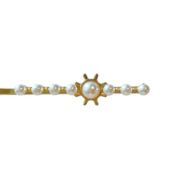 Golden Hair Clip with Pearl