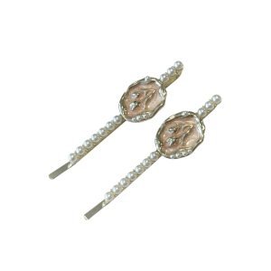 HC024-01 Pink Tulip Hair Clip with Pearl