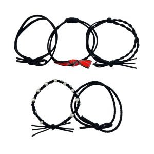 HT004-01 Black Bow Hair Tie Set