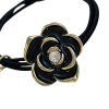 HT005-02 Elegant Black Camellia Hair Tie