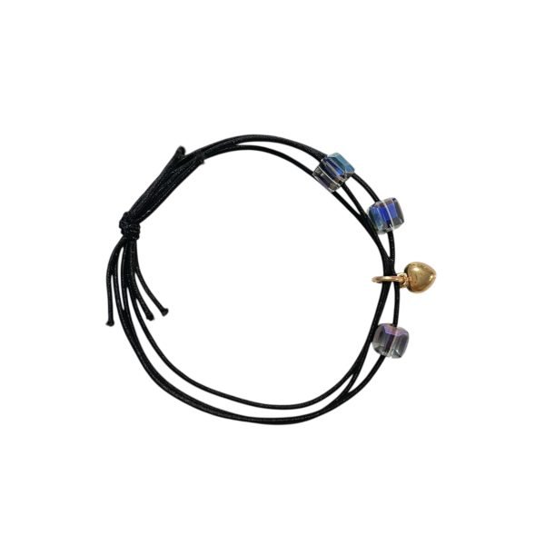 Black Geometric Triple Layer Hair Tie with Heart