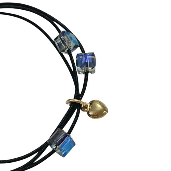 Black Geometric Triple Layer Hair Tie with Heart