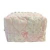 Pink & White Bow Makeup Bag with Quilted Heart pattern