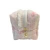 Pink & White Bow Makeup Bag with Quilted Heart pattern