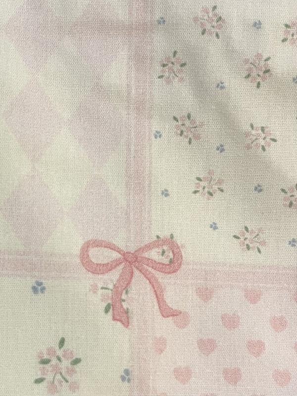 Pink & White Bow Makeup Bag with Quilted Heart pattern