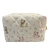 Beige Yorkshire Terrier Floral Quilted Makeup Bag