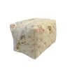 Beige Yorkshire Terrier Floral Quilted Makeup Bag