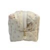 Beige Yorkshire Terrier Floral Quilted Makeup Bag