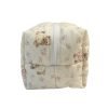 Beige Yorkshire Terrier Floral Quilted Makeup Bag