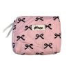 Black Bow Quilted Makeup Bag in Pink