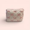 Pink Bow Quilted Makeup Bag