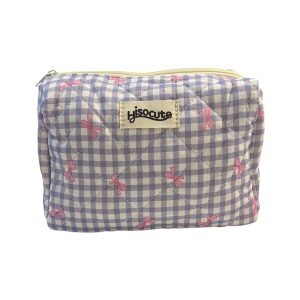MB007-01 Purple Plaid Bow Makeup Bag