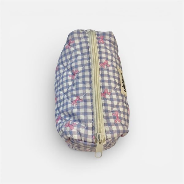 Purple Plaid Bow Makeup Bag