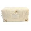 Creamy Embroidered Bunny Quilted Makeup Bag