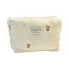Creamy Teddy Bear Embroidered Makeup Bag