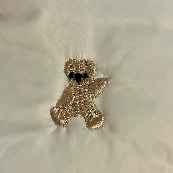 Creamy Teddy Bear Embroidered Makeup Bag