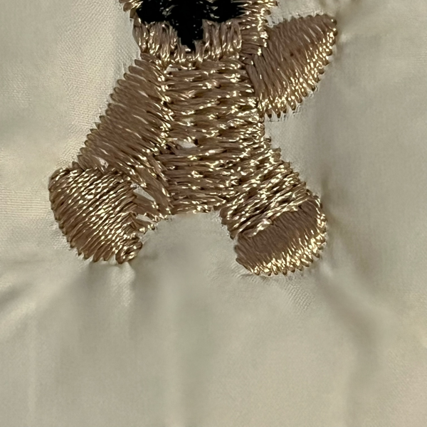 Creamy Teddy Bear Embroidered Makeup Bag