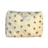 Beige Fruit Pattern Quilted Makeup Bag